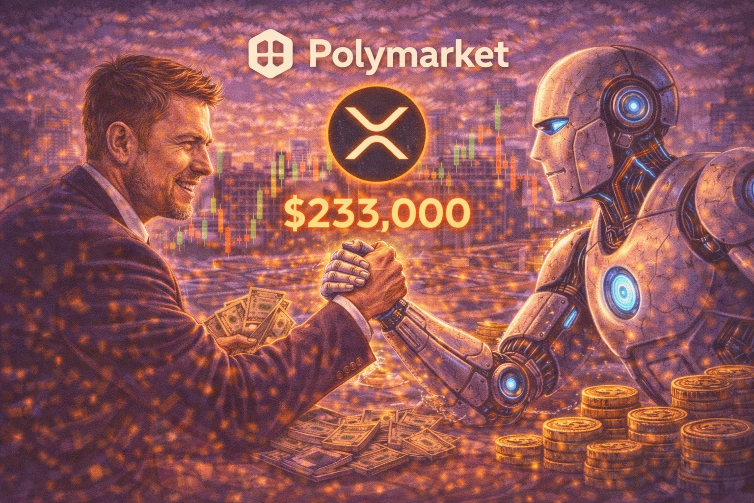 Polymarket 人類交易者打敗機器人，週末在 XRP 市場狂賺 23.3 萬美元