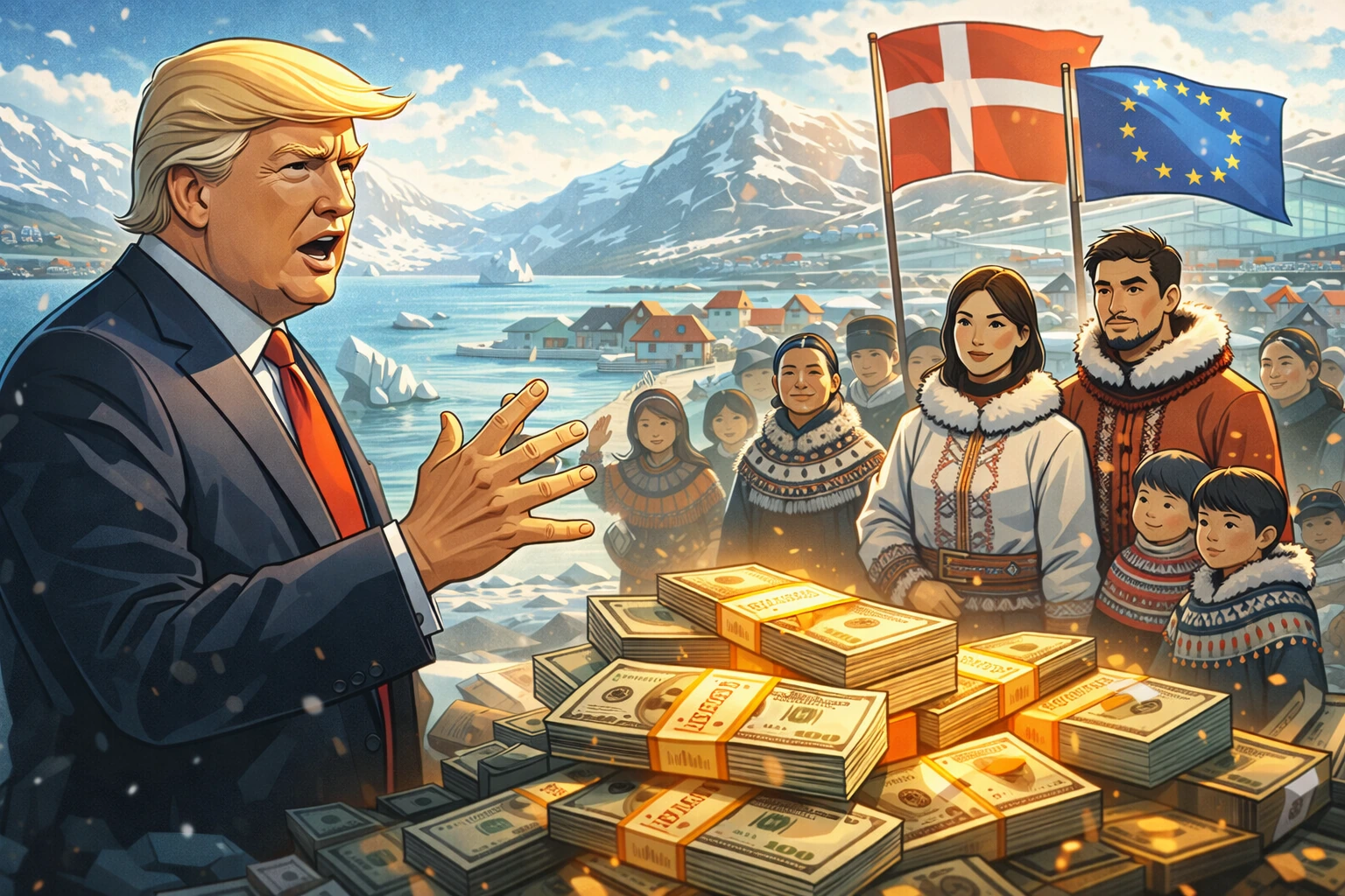 川普喊買格陵蘭「每位居民發10萬美元」換同意變美國人，引發丹麥歐盟強烈反對