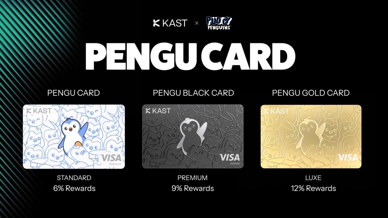 胖企鵝推出 Visa 卡「Pengu Card」最高 12% 回饋，Pudgy Penguins 開始搶銀行的生意