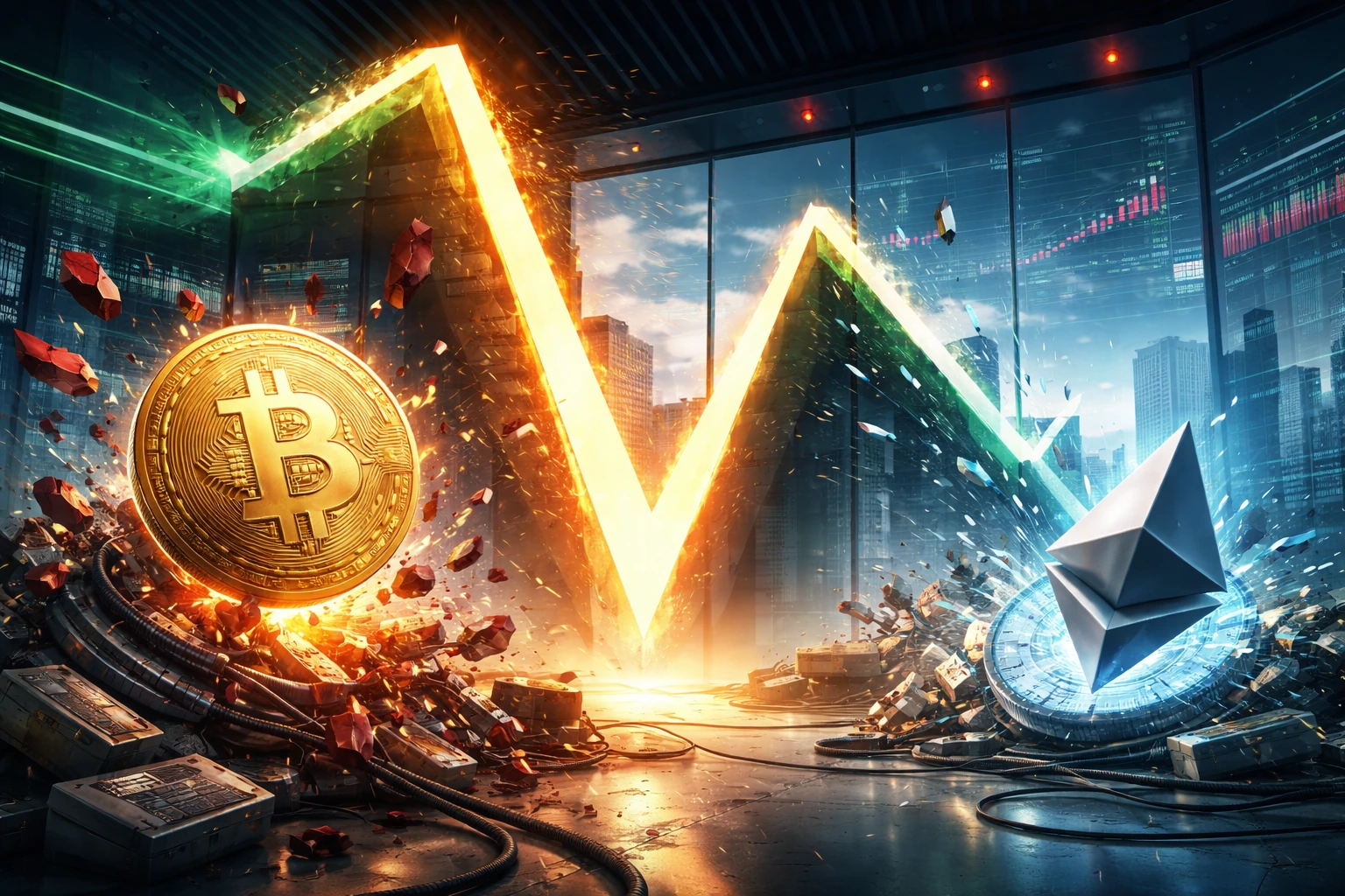 比特幣衝72300後V轉下跌，以太坊一度突破2150美元，市場爆倉3.44億鎂