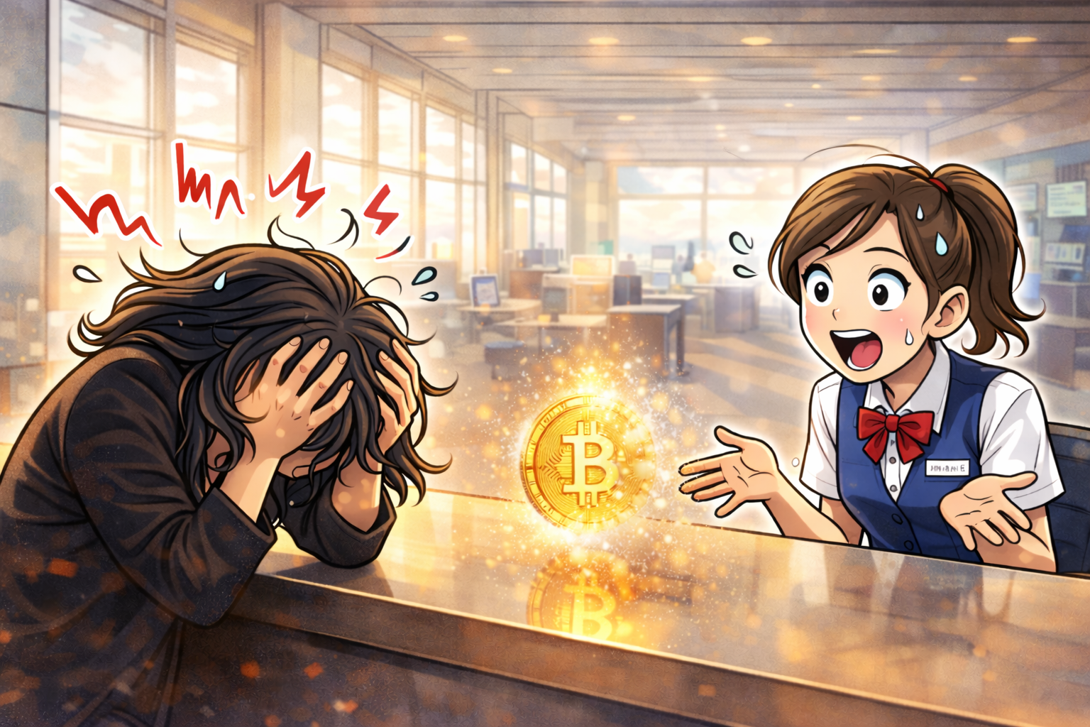 阿姨比特幣賠光到銀行痛哭，櫃員崩潰：心好累怎辦..