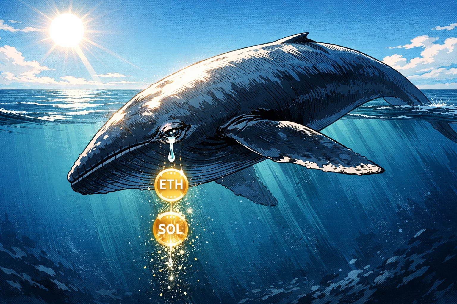 一巨鯨清倉 9.6 萬枚 ETH 與 33.4 萬枚 SOL，慘賠 1.4 億美元割肉離場