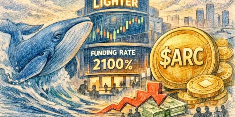 Lighter 平台 $ARC 資金費率狂飆至 2100% 年化！巨鯨 2400 萬美元重倉做多引爆空頭盛宴