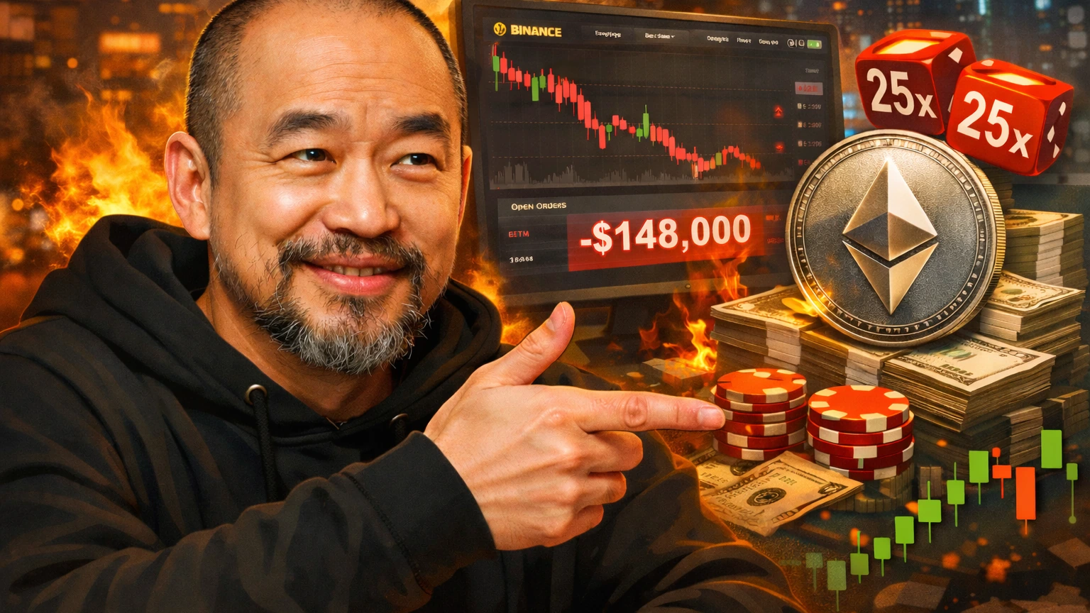 麻吉大哥堅信「我能抄底」！加倉25倍ETH多單後再割肉14.7萬鎂，本週已虧逾100萬鎂