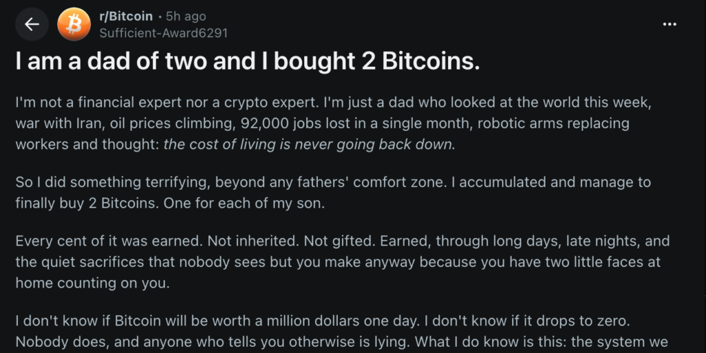 我是位有兩個孩子的爸爸，我為他們買了 2 枚比特幣