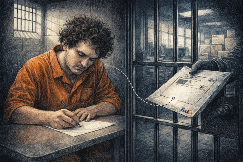 SBF「獄中信」從矽谷 FedEx 寄出要求重審：監獄名稱都寫錯，檢方發現有人代筆