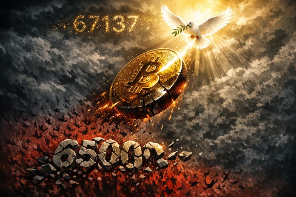 比特幣回彈 67,137美元，伊朗停火談判暫緩跌勢、極度恐懼第 46 天、逾 6 萬人爆倉2.17鎂