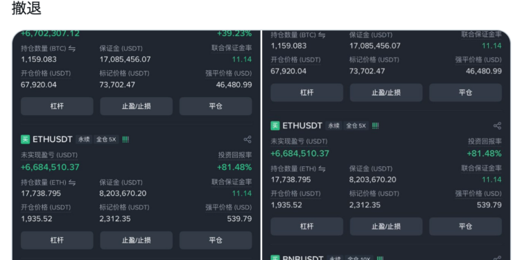 狂賺 4.6 億台幣！巨鯨「先定 10 個大目標」發文：撤退，BTC、ETH、BNB 多單全數止盈