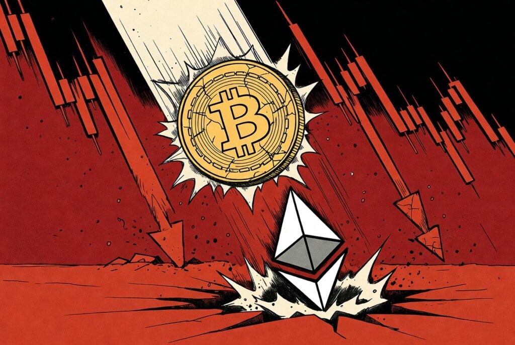 快訊》美股加密齊跳水！比特幣失守 7.7 萬美元、以太坊跌破 $2300，全網爆倉近 2.5 億鎂