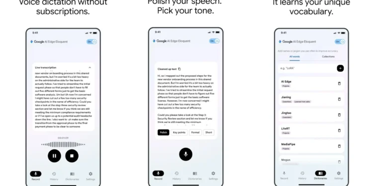 Google 上架免費 AI 聽寫「Edge Eloquent」：採用 Gemma 手機端運作無需連網，iOS 首發