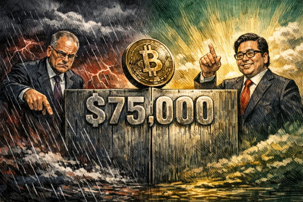 比特幣7.5萬鎂是目標：彭博喊崩盤、Tom Lee喊底部，看衍生品資料站哪邊？