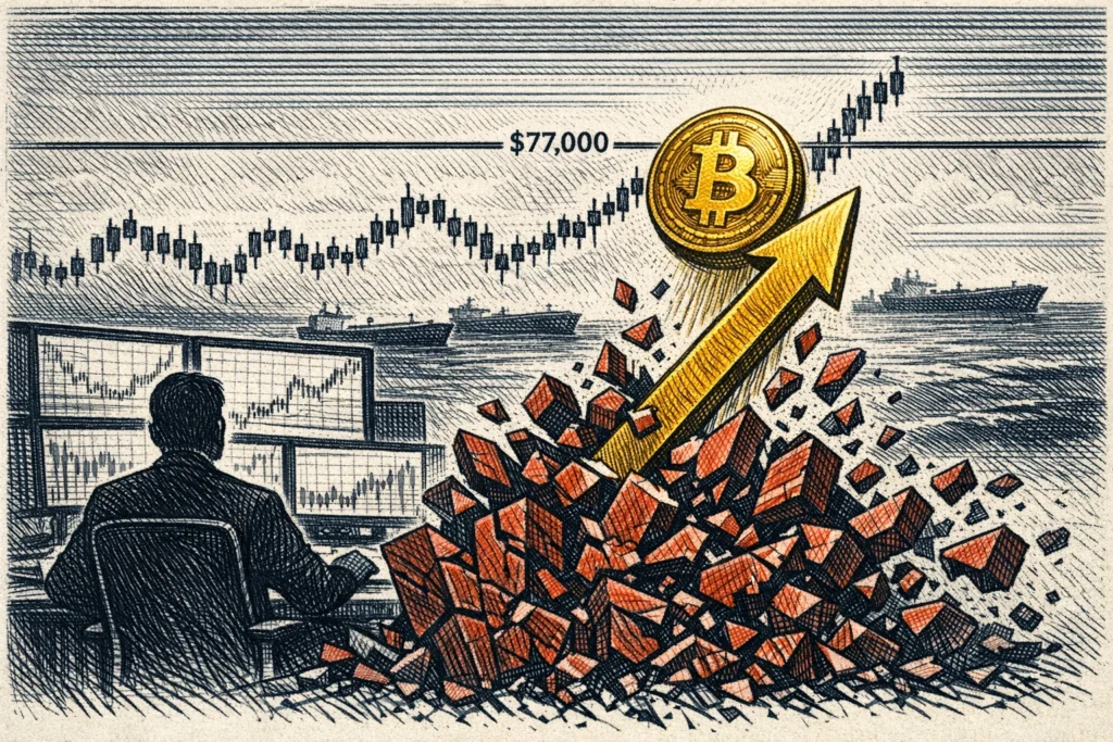 比特幣爆衝上7.8萬鎂的燃料！分析師：1小時燒掉3.5億的空頭擠壓