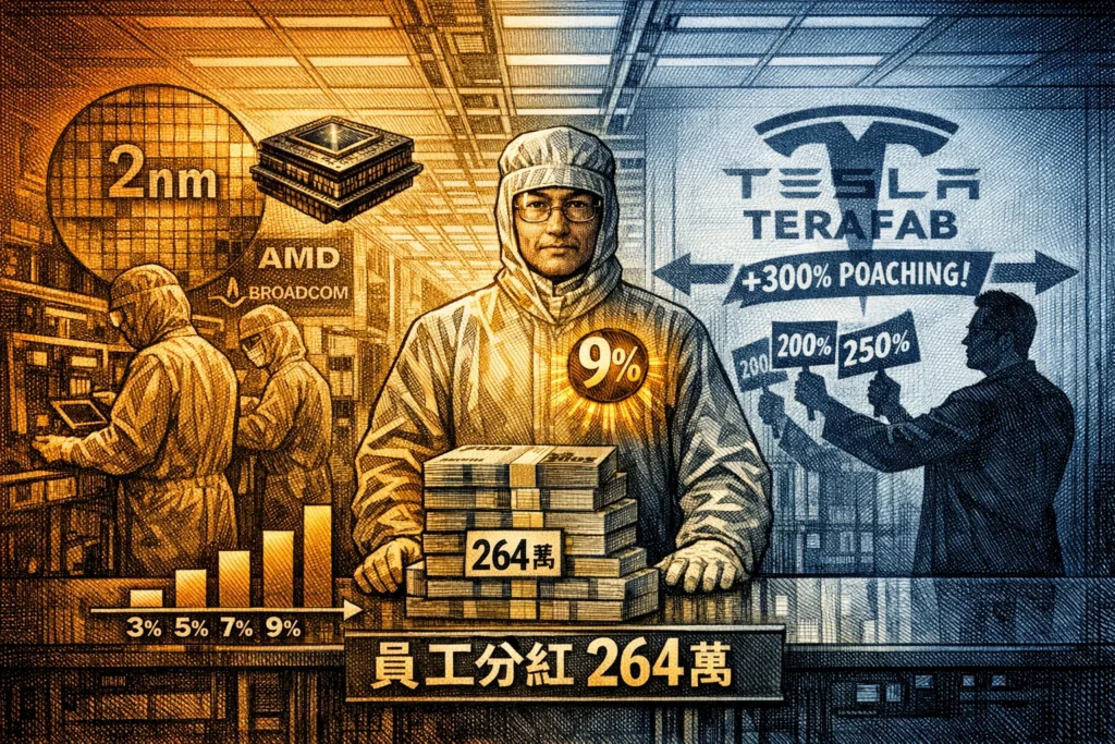 台積電猛爆性調薪！「S+資深工程師」能加 9%、平均 3-5%、分紅人均 264 萬