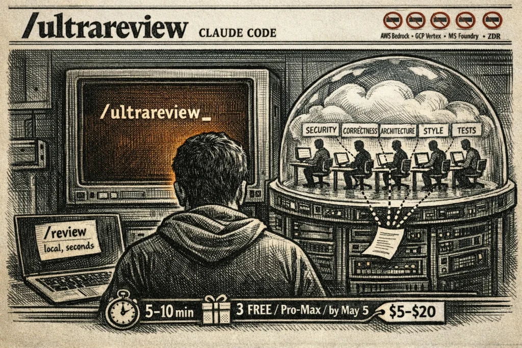 Claude Code 新功能 /ultrareview 介紹》雲端多 agent 深度審查代碼，Pro、Max用戶限時免費
