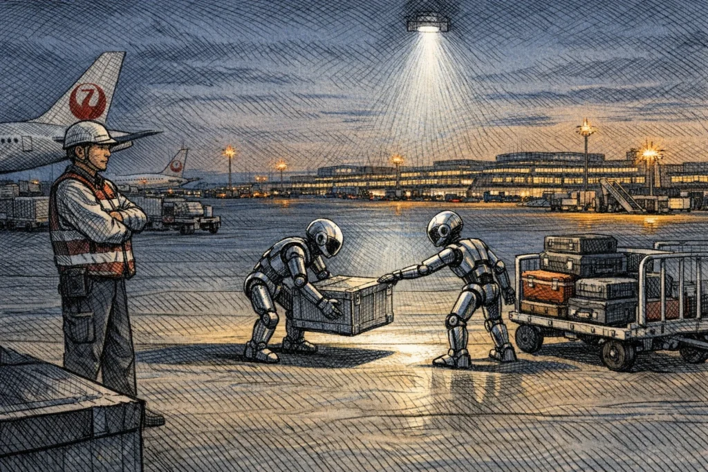 日本航空試行人型機器人地勤，將在羽田機場停機坪搬運貨物