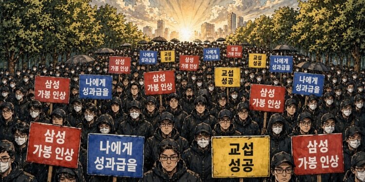 台積電薪水我們也要！3.7萬個三星員工坐地抗議「15%晶片利潤分紅」，不然發動總罷工