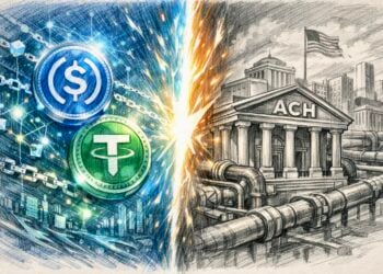 穩定幣 2 月交易量達 7.2 兆美元，首度超車美國 ACH 系統！24/7 無國界優勢痛擊傳統銀行