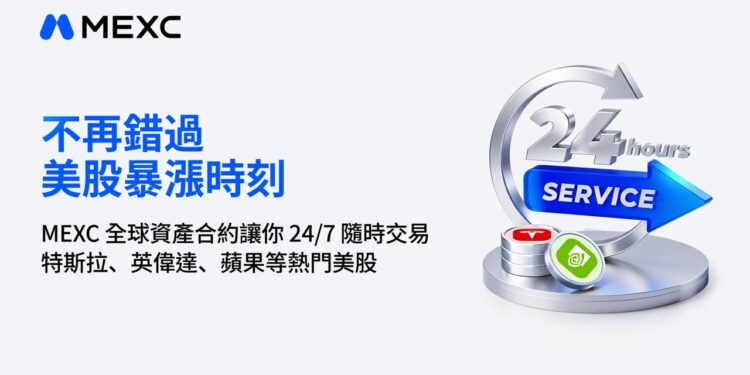 不再錯過美股暴漲：MEXC 全球資產合約 24/7 隨時交易特斯拉、輝達、蘋果等熱門美股
