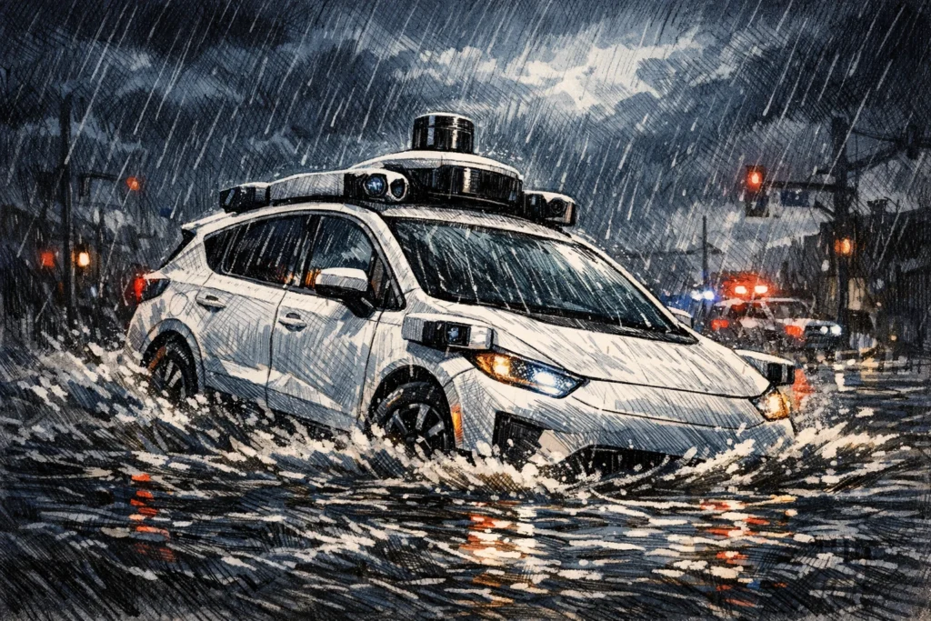 Waymo 自駕車反覆衝進淹水路段,Robotaxi 擴大停運至四城