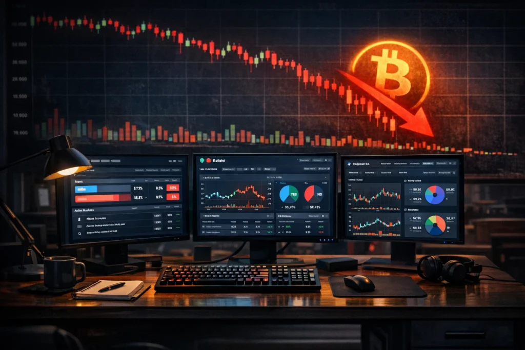 預測市場重注比特幣再跌：66% 機率 BTC 跌破 55,000 美元，資金改囤穩定幣避險