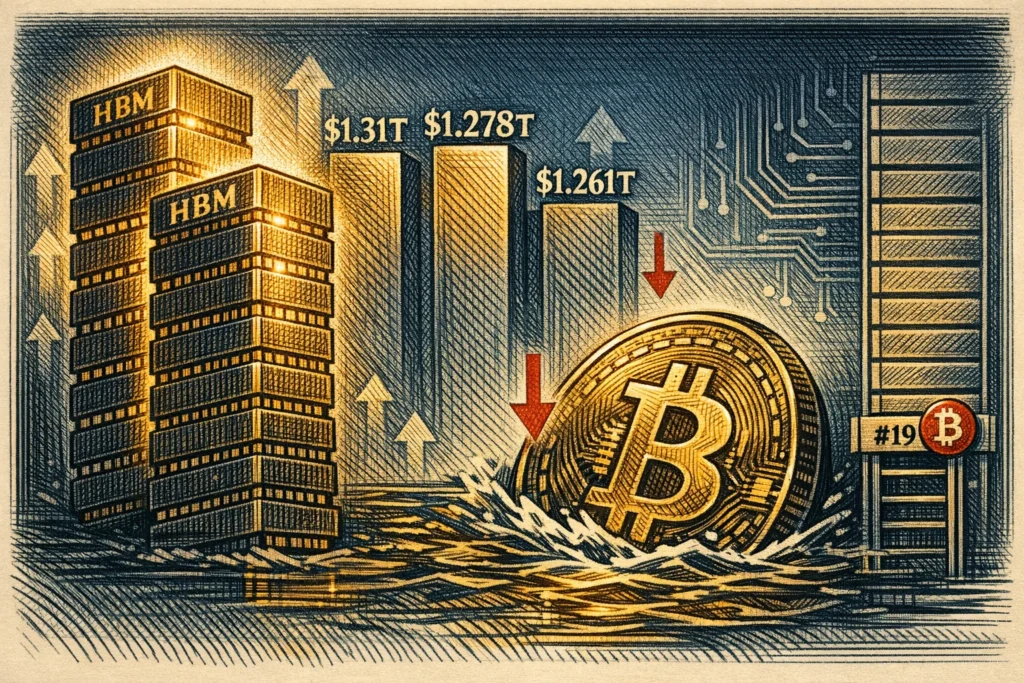SK 海力士、美光市值超越比特幣!BTC 掉到全球第 19 大資產