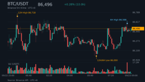 BTC/USDT K 線走勢|Binance