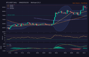 BTC/USDT 日線技術分析(SMA/布林/RSI/MACD)|Binance