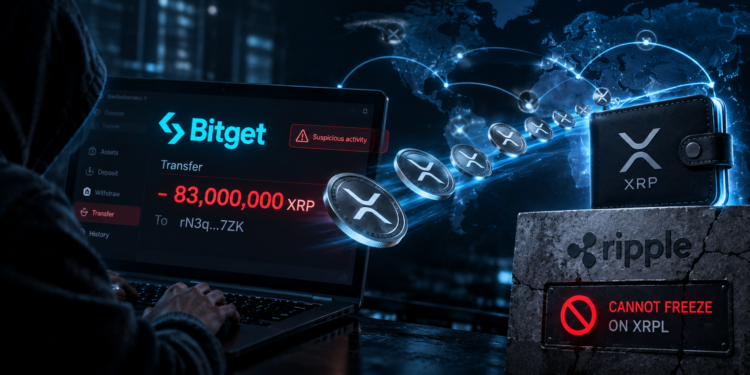 Bitget 駭客轉出 8,300 萬鎂 XRP！XRPL 不支援凍結，Ripple 無能為力