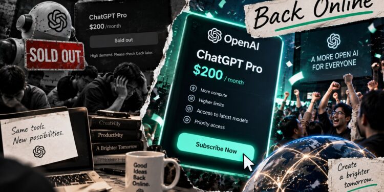 OpenAI 重新開放 200 美元 Pro 訂閱,但用量折算 API 額度只剩一半
