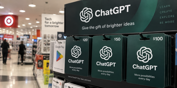 ChatGPT 禮品卡美國開賣：可儲值 15～250 美元購買訂閱方案