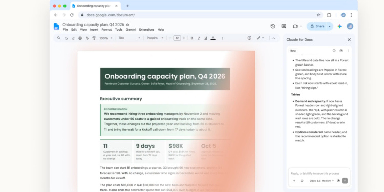 anthropic-claude-google-workspace-docs-sheets-slides-sidebar-beta-gemini | 動區動趨-最具影響力的區塊鏈新聞媒體 Claude 進駐 Google Docs、Sheets、Slides:可在側邊欄直接改檔,殺進 Gemini 地盤