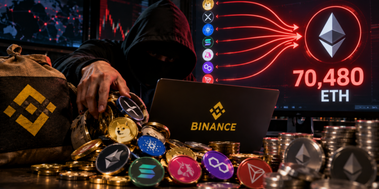 binance-hacker-dumps-seven-altcoins-swaps-ether-prices-slide-sharply | 動區動趨-最具影響力的區塊鏈新聞媒體 幣安駭客倒貨七種山寨幣:UNI 賣最多、ENA 慘崩 16%,共換 70,480 枚 ETH