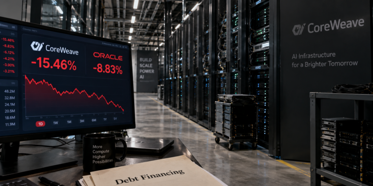 coreweave-stock-price-plunge-dragged-down-oracle | 動區動趨-最具影響力的區塊鏈新聞媒體 CoreWeave 股價重挫 15% 拖累 Oracle,「借錢蓋算力」AI 基建模式亮紅燈