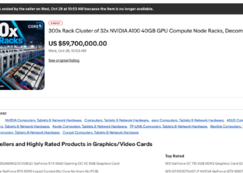 真什麼都賣！eBay 驚見整座 AI 超級電腦：9,600 張輝達 A100 開價 5,970 萬美元免運