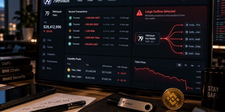 BNB 鏈上 79thVault 疑遭私鑰盜用，損失約 1250 萬鎂