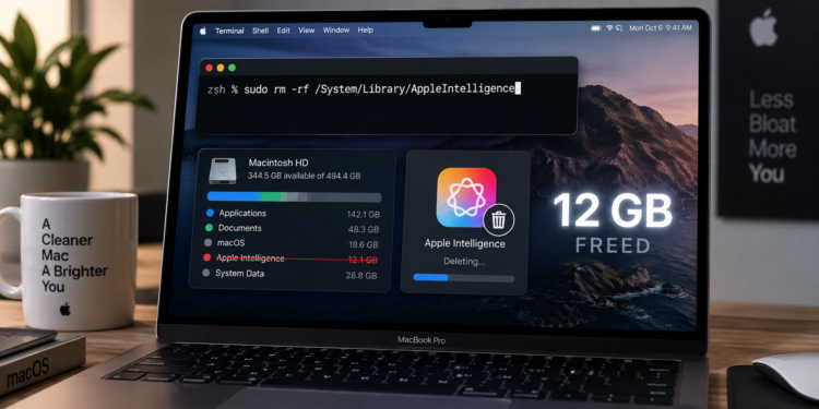 remove-apple-intelligence-mac-removemacai-command-delete-models-reclaim-storage | 動區動趨-最具影響力的區塊鏈新聞媒體 教學》macOS 27 刪除 Apple Intelligence:一行指令清出 12GB