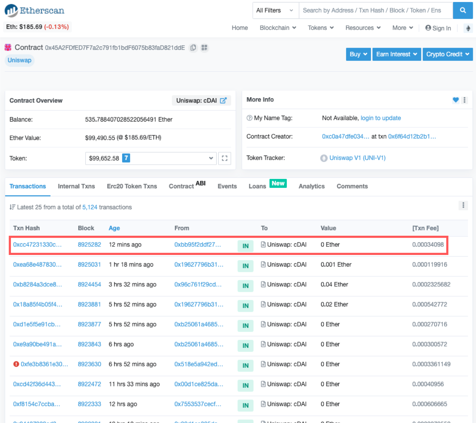 Uniswap 的 ETH-cDAI 交易對 智慧合約 | 動區動趨-最具影響力的區塊鏈新聞媒體 Uniswap 的 ETH-cDAI 交易對 智慧合約